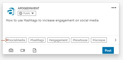 LinkedIn Post Hashtag Example