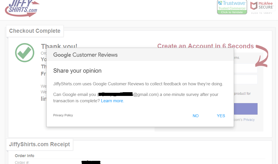 Google Customer Review Example