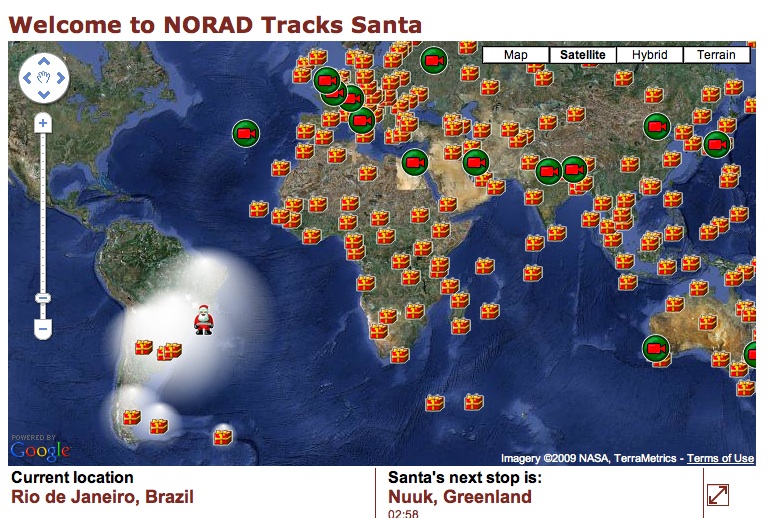 Norad Santa tracker example
