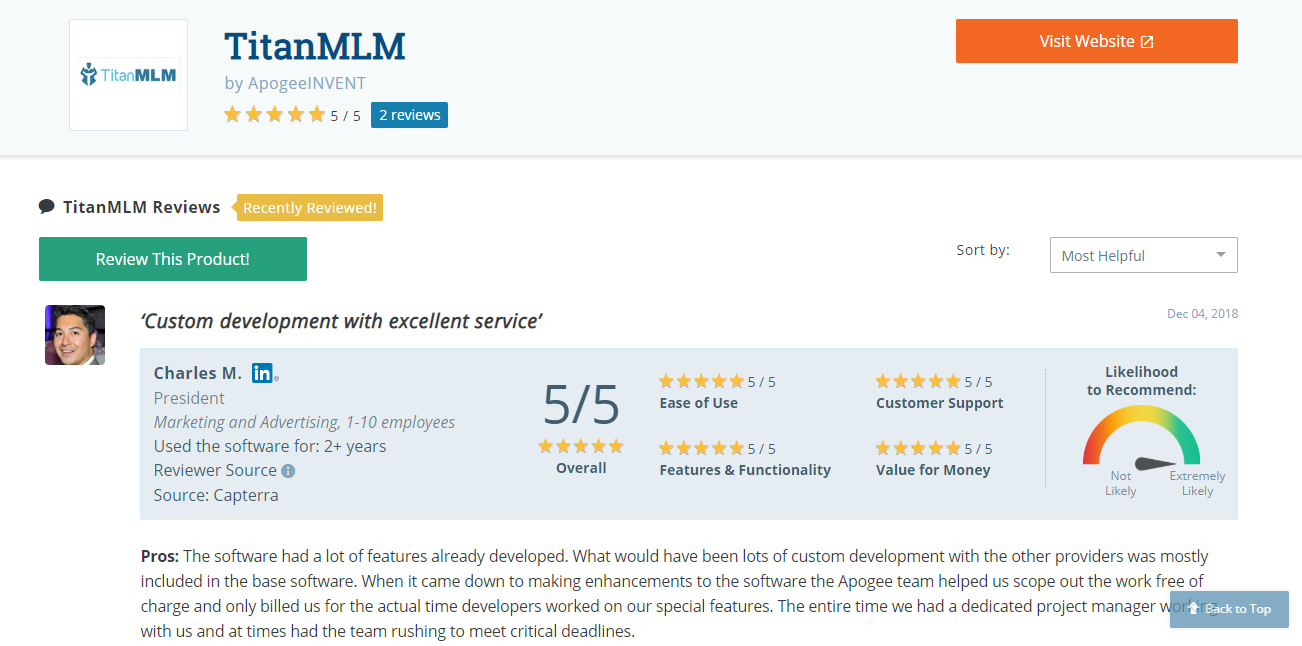 Capterra Review Example